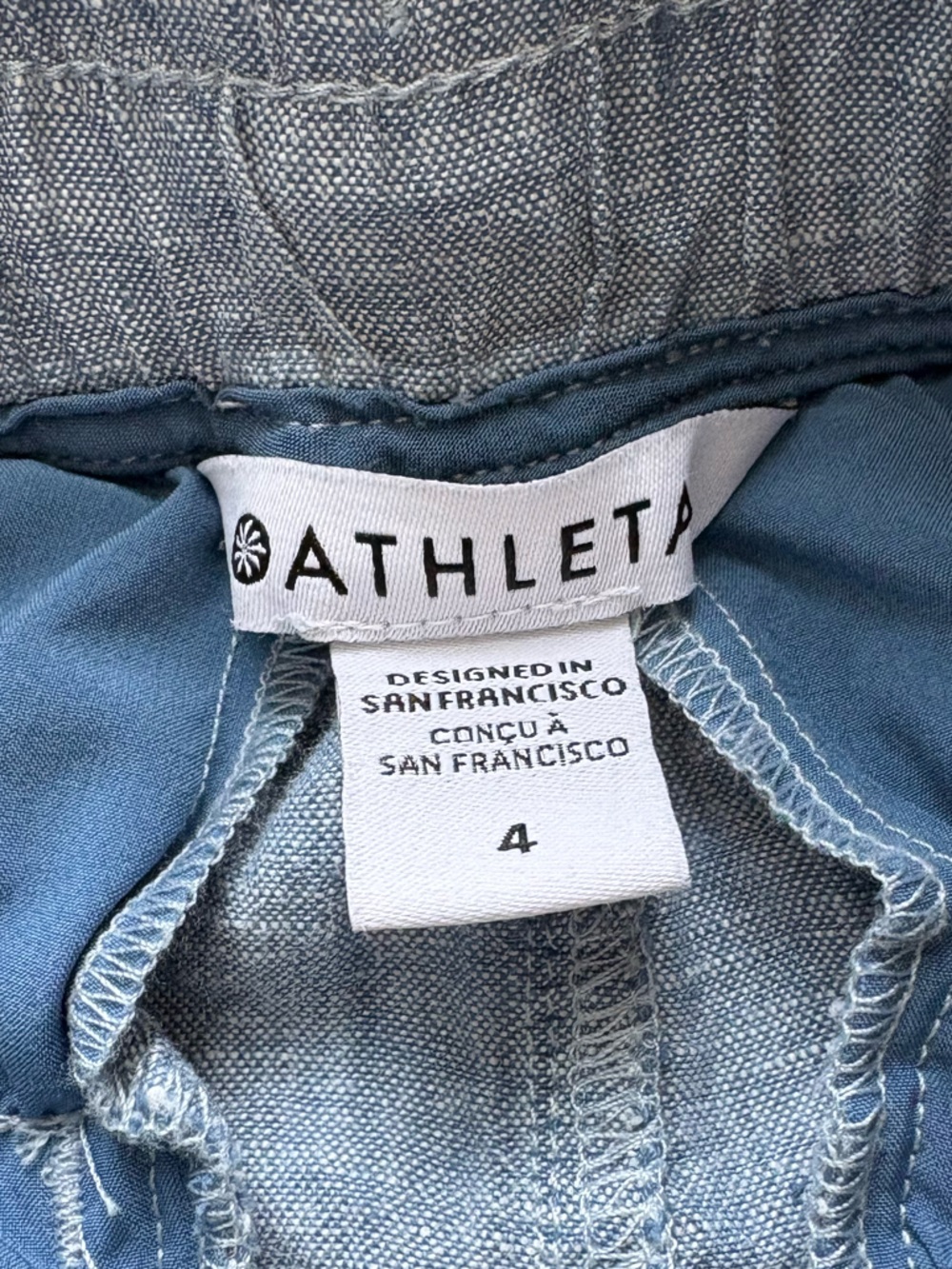 Athleta Mid-Blue Cabo Linen Wide Leg Pull Up Drawstring Pants - Beach Casual - Picture 7 of 8